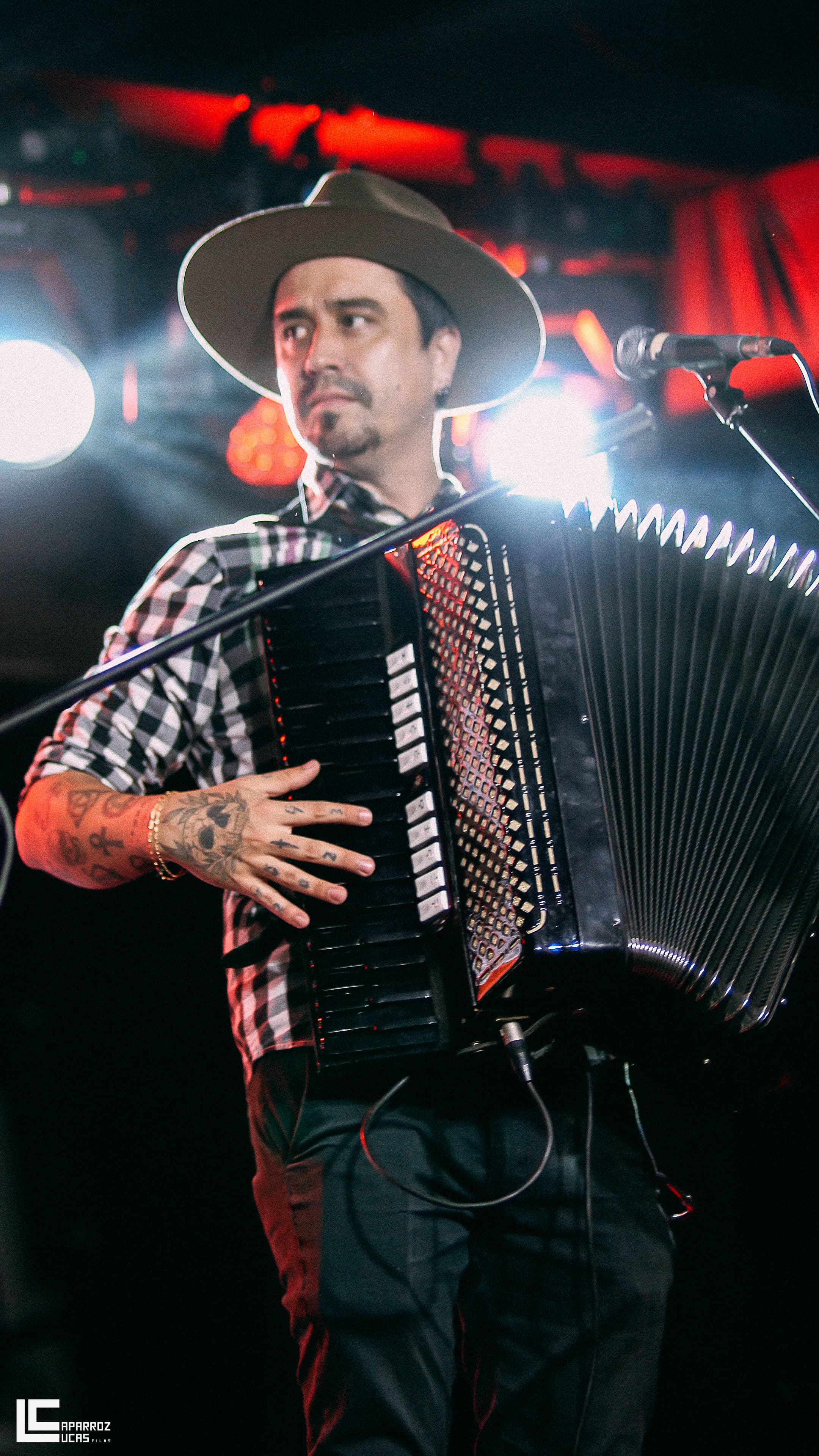 Guilherme tocando sanfona no palco